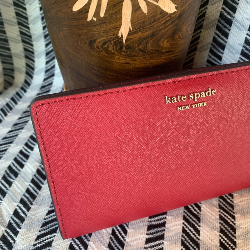 Kate spade large slim bifold wallet rosso red - Picture 2 of 7
